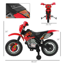 Load image into Gallery viewer, 6V Kids Ride-On Street Dirt Bike - Electric Motorcycle for Children with Training Wheels, Red
