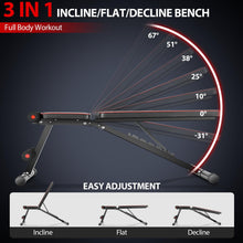Load image into Gallery viewer, OPPSDECOR Weight Bench for Home Gym, 660LBS Fast Foldable Workout Bench Press for Home Gym Full Body Strength Training, 8 Adjustable Backrests Incline/Flat/Decline Sit up Bench
