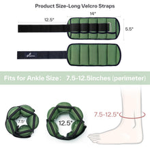 Load image into Gallery viewer, Sportneer Adjustable Ankle Weights 1 Pair 2 4 6 8 10 Lbs Leg Weight Straps-Olive
