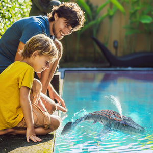 Remote Control Dinosaur Toys for Kids 3 4 5 6 7, Mosasaurus Diving Toys RC Boat with Light and Spray Water for Swimming