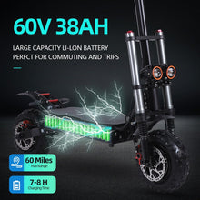 Load image into Gallery viewer, Adult Electric Scooter, High-Power Dual-Drive 6000W Motors Maximum Speed 50 mph, Range 60 Miles 11-inch tubeless Off-Highway Tires
