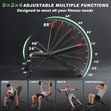 Load image into Gallery viewer, HEMERIS Adjustable Weight Bench 32 In Backrest, Foldable Workout Bench for home gym 660 LBS Incline/Decline Bench Press Exercise Equipment 85°to -30°FID Strength Weight Training(Black)

