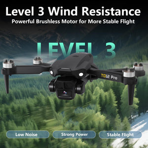 Drone with Camera 4K, Drones for Adults Level 3 Wind Resistance Optical Flow Positioning Brushless Motor 90° Electrically Adjustable Foldable RC