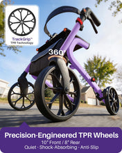 Load image into Gallery viewer, Kekoy Bariatric Rollator Walker for Seniors with Seat, 500 lbs Heavy Duty Walker, 19.5" Extra-Wide Seat, 10" All-Terrain Wheels, Adjustable Height, Foldable Rolling Walker, Hidden Brake Cables, Purple
