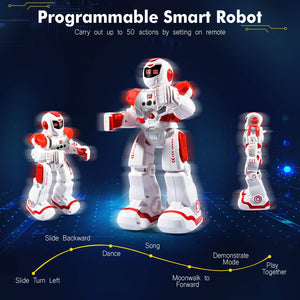 RC Smart Robot Toys for Kids, Intelligent Programmable Robot with Infrared Controller, Gesture Sensing, Singing, Dancing (Red)