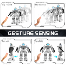 Load image into Gallery viewer, Robot Toys for Kids, Programmable Remote Control Robot with Intelligent Gesture Sensing, Recharge (White)
