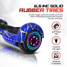 Load image into Gallery viewer, Spider-Pattern Hoverboard for Kids Ages 6-12, with Bluetooth Speaker and LED Lights 6.5&quot; Hover Board, UL2272 Safety Certified (Blue)
