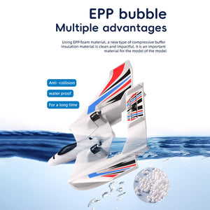 RC Plane Remote Control Airplane, 3 in 1 Water Land Air RC Airplane, 2.4GHz 2CH RC Aircraft, RC Glider, White