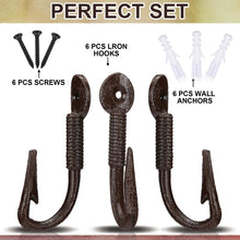 Load image into Gallery viewer, Duraaamo 6 Pcs Realistic Fish Hooks Cast Iron Wall Hook Rustic Wall Hanger
