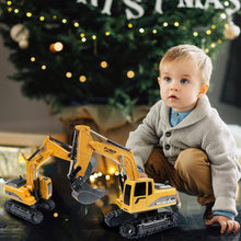 Load image into Gallery viewer, Remote Control Excavator Toy, RC Construction - Metal Shovel Digger Vehicles with Lights Sounds and 680° Rotation Digging Sand
