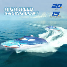 Load image into Gallery viewer, Full Proportional Remote Control Boat with LED Lights, Shark Graffiti, 20+ MPH,2.4GHz High Speed RC Racing Boats
