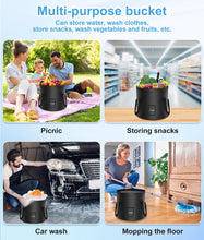 Load image into Gallery viewer, WADEO Portable Shower for Camping, Outdoor Electric Shower Rechargeable Pump with 20L Collapsible Bucket, Camping Shower Head Nozzle for Camping, Hiking, Traveling, Washing
