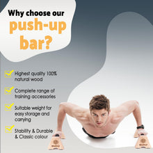 Load image into Gallery viewer, Premium Wooden Push Up Bars,Parallettes Bars for Calisthenics,Push Up Handles,Calisthenics Equipment for outdoor&amp;home,Complete Push-Up Workout Kit,Solid rubber wood
