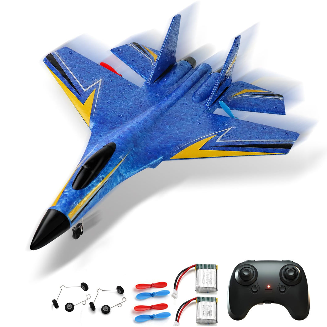 Remote Control Airplane for Kids, 2 Channels Foam RC Planes Wireless Toy,Hobby RC Glider Aircraft Gifts for Beginners Boys Girls Adult Blue