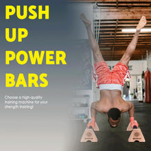 Load image into Gallery viewer, Premium Wooden Push Up Bars,Parallettes Bars for Calisthenics,Push Up Handles,Calisthenics Equipment for outdoor&amp;home,Complete Push-Up Workout Kit,Solid rubber wood
