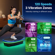 Load image into Gallery viewer, MERACH Vibration Plate Exercise Machine, 4D Whole Body Workout Vibrating Platform for Lymphatic Drainage Weight Loss Muscle Activation, Home Fitness Equipment with Bluetooth Light Pull Cord
