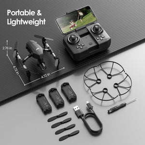Mini Drone for Beginners Adults Small RC Drone HD FPV Quadcopter with Optical Flow Positioning, 3 Batteries, 3D Flip, One Key Start