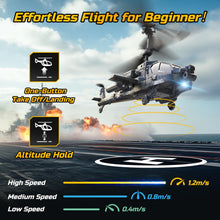 Load image into Gallery viewer, RC Helicopter for Kids &amp; Adults, Military Remote Control Helicopter Toy with LED Lights, 2 Batteries &amp; USB-C Charging, 26 Mins Flight
