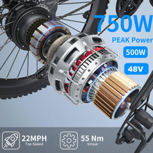 Load image into Gallery viewer, 500W 26&quot; Electric Bike for Adults, [Peak 750W], 48V 10.4Ah Battery, Up to 55 Miles, 3H Fast Charge, Electric Mountain Bike, 2.1&quot;
