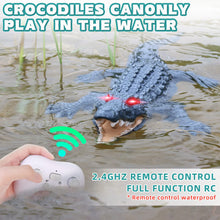 Load image into Gallery viewer, RC Crocodile Boat,2.4GHz Alligator with Glowing Eyes, RC High Simulation Crocodile RC Boat Lake &amp; Pool Toy, USB Rechargeable
