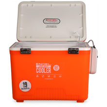 Load image into Gallery viewer, Engel 19qt Live Bait Cooler Box with 2nd Gen 2-Speed Aerator Pump - Portable Fishing Station &amp; Minnow Bucket for Shrimp &amp; Other Live Fish with Aerator - ENGLBC19-N-OHV in Orange High-Visibility
