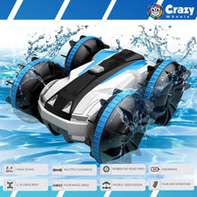 Load image into Gallery viewer, Crazy Wheels Amphibious RC Car – 4WD Remote Control Stunt Car | 360° Flips, Waterproof
