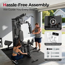 Load image into Gallery viewer, Sportsroyals Home Gym, Multifunctional Workout Station with Leg Press, 150LBS Weight Stack - (Black)
