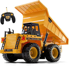 Load image into Gallery viewer, Remote Control Dump Truck - 5-Channel Electric Radio Control Construction Vehicles - Realistic Toy with Lights and Sounds
