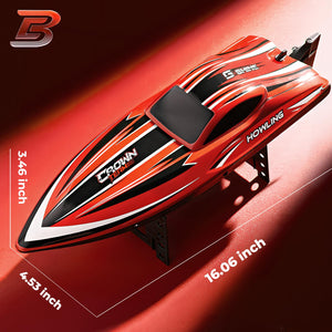 RC Boat, 16 inch Big Brushless Remote Control Boat for Adults and Kids, 55 KPH Large Fast RC Speed Boats with 2000mAh Battery, Red