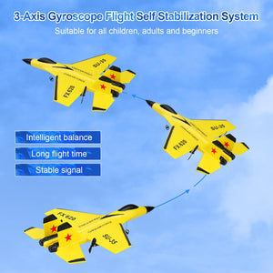 RC Airplane 2CH RC Plane Ready to Fly 2.4GHz Remote Control Plane SU35 RC Jet Easy to Fly Airplane Toys（Yellow