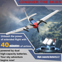Load image into Gallery viewer, RC Plane for Beginners, P51 Remote Control Airplane for Adults, 2.4GHz 3 Channel Fighter Featuring 6 Axis Gyro Stabilizer Comes with 2 Batteries, Easy to Fly
