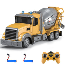 Load image into Gallery viewer, RC Cement Mixer Toy, 6 Channel Truck With Lights, 1:24 Electric 360 Degree Stirring Vehicle, Rechargeable Construction Truck
