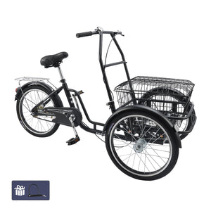 Bruce & Shark Multi-Purpose 3 Wheel Tricycle with Large Basket, 20 Inches Wheel,Rear Brake,Bearing Weight 330lbs