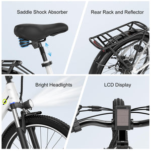 1000 Peak Electric Bike for Adults, up 80 Miles Removable Battery Ebike, 26" Electric E Bike with 7-Speed,Adult Electric Bicycles