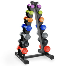 Load image into Gallery viewer, HolaHatha Neoprene Dumbbell Weights Set w/ Rack, Home Gym Equipment, 146 Lbs, Multicolor - Portable Weighted Exercise Dumbbells for Fitness, Training, and Lifting Workouts
