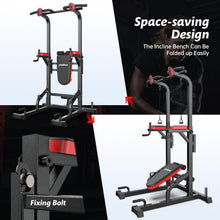 Load image into Gallery viewer, Power Tower Dip Station Pull Up Bar for Fitness Home Gym Workout,Multi-Function Adjustable Height Fitness Strength Training Exercise Equipment,with Power Elastic Ropes
