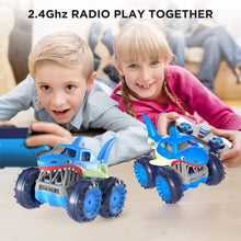 Load image into Gallery viewer, Fast Direct Charging Remote Control Car, Rechargeable Amphibious RC Cars with 2.4Ghz 4WD All Terrain Waterproof RC Shark Monster
