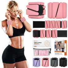Load image into Gallery viewer, Wrist Weights, Ankle Weights , Adjustable Wrist Weighted Bracelet, Set of 4 (2LB Each) Pink
