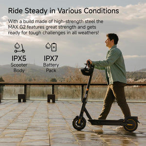MAX G2 Electric KickScooter, Power by 1000W Motor, Up to 43 Miles Range and 22MPH, w/t 10-inch Tires , Dual Brakes & Suspension