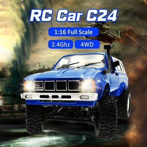 1/16 RC Rock Crawler 4x4 Truck with 3 Upgraded 1200mah Battery 2.4GHz Remote Control Off-Road Pick-up RTR for Men (Blue)