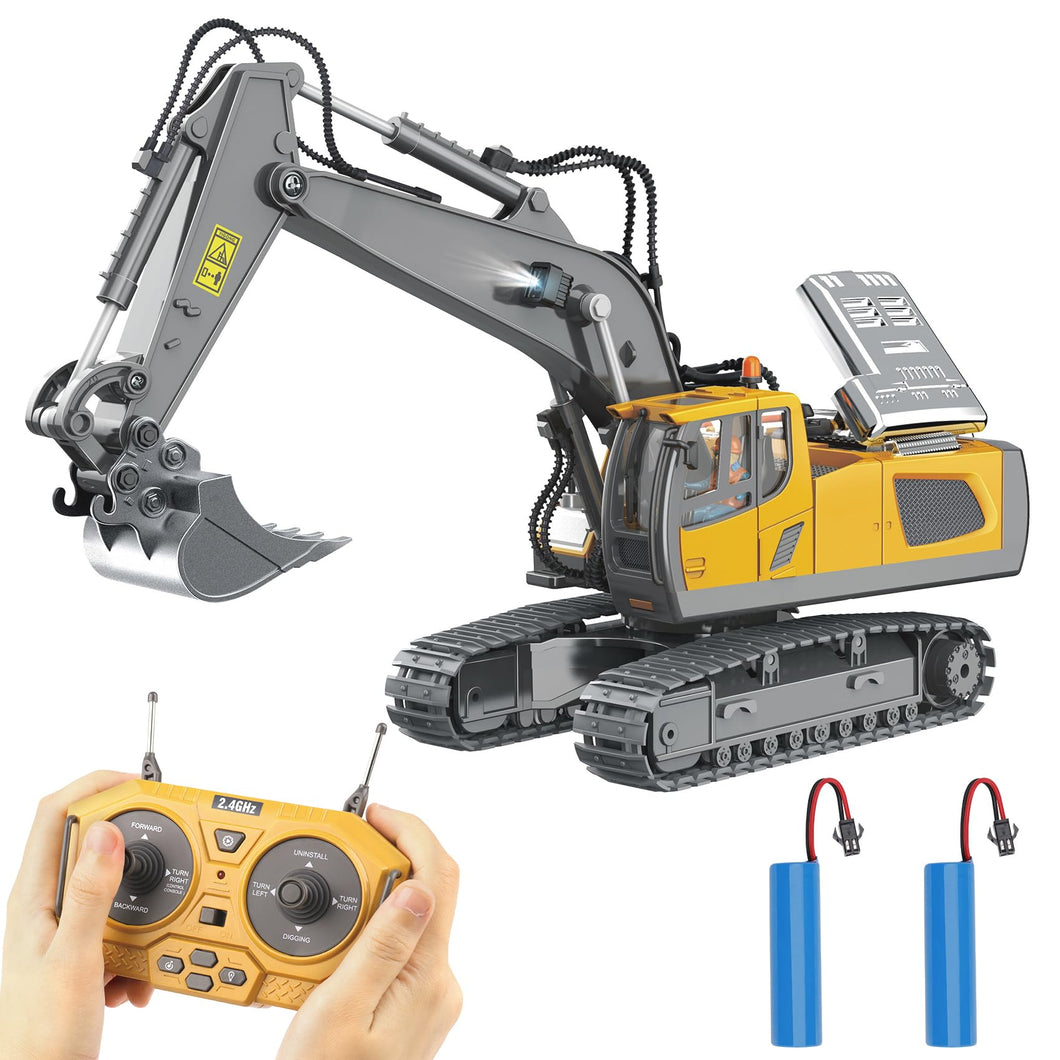 Remote Control Excavator Toy for 6-12 yr Boys, Best Birthday Gifts for Kids 4-7 8 9 10 11 Year Old, RC Construction Toys