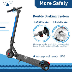 Electric Scooter, 350W Peak Motor, 13 MPH, 10.6 Mile Range, Foldable, Lightweight, UL 2272 Certified, Dual Braking System
