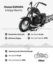Load image into Gallery viewer, Electric Dirt Bike, 15 mph &amp; 150lb Max, 24V Ride on Toy for Big Kids w/LED Lights &amp; Power Display, Chain-Driven Motor-Black

