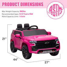 Load image into Gallery viewer, Ride On Car for Kids, Licensed Chevrolet Tahoe SUV 12V7AH Battery Powered Ride On Toy Car, Kids Boys Girls Electric Car (Pink)
