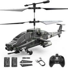 Load image into Gallery viewer, RC Helicopter for Kids &amp; Adults, Military Remote Control Helicopter Toy with LED Lights, 2 Batteries &amp; USB-C Charging, 26 Mins Flight
