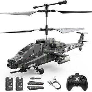 RC Helicopter for Kids & Adults, Military Remote Control Helicopter Toy with LED Lights, 2 Batteries & USB-C Charging, 26 Mins Flight
