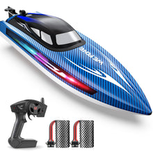 Load image into Gallery viewer, RC Boats for Adults, Remote Control Boat for Pools and Lakes, WF17 25+ KMH Fast RC Speed Boat with 7 LED Light Modes, Blue
