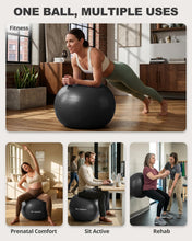 Load image into Gallery viewer, Trideer Extra Thick Yoga Ball Exercise Ball, 5 Sizes Ball Chair, Heavy Duty Swiss Ball  (Black, M(19-22ines/48-55cm))

