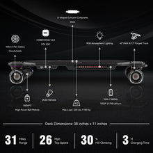 Load image into Gallery viewer, Electric Skateboard,38&#39;&#39;Long Range Electric Longboard,26 MPH Top Speed, 31 Mile Range, 900W*2 Dual Belt Motors
