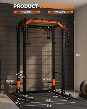 Load image into Gallery viewer, Power Cage for Home Gym, 2000LBS Power Rack with Cable Crossover and Dual Independent Pulley System, Squat Rack with LAT Pull Down System, Workout Cage for for Full Body Training
